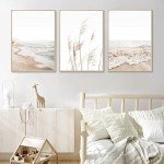 Set of 3 Beach Boho Coastal Canvas Prints