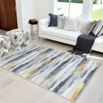 Soft Modern Black and Gold Area Rug 200x200 cm