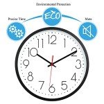 Vaupan Silent 12-Inch Quartz Wall Clock - Black