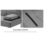Oikiture Grey 3-Seater Sofa Bed with Cup Holders