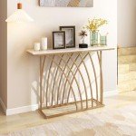 Gold Console Table with White Marble Top