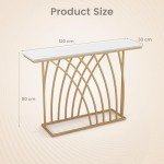 Gold Console Table with White Marble Top