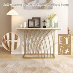 Gold Console Table with White Marble Top