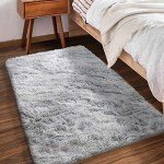 Light Grey Fluffy Shag Area Rug 60x110cm