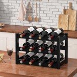 3-Tier Bamboo Wine Rack for 12 Bottles