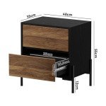 Oikiture Walnut Nightstand with 2 Drawers