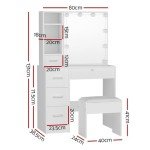 LED Makeup Vanity Desk with Stool and Drawers