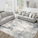 Large Modern Abstract Area Rug with Non-Slip Backing
