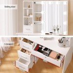 LED Makeup Vanity Desk with Stool and Drawers