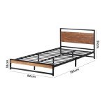 Oikiture Single Bed Frame with MDF and Metal Base