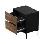 Oikiture Walnut Nightstand with 2 Drawers