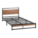 Oikiture Single Bed Frame with MDF and Metal Base