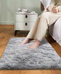Light Grey Fluffy Shag Area Rug 60x110cm
