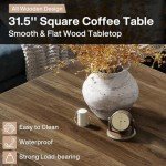 Tribesigns Vintage Brown Square Coffee Table
