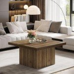 Tribesigns Vintage Brown Square Coffee Table