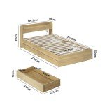 Oikiture King Single Bed Frame with Drawers