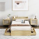 Oikiture King Single Bed Frame with Drawers