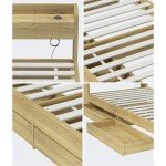 Oikiture King Single Bed Frame with Drawers