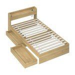 Oikiture King Single Bed Frame with Drawers
