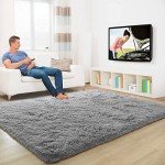 Fluffy Grey Rectangular Area Rug for Any Room