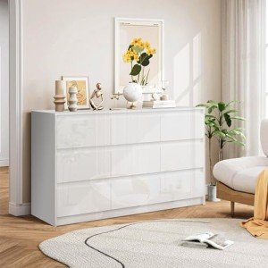 Wooden Tallboy Chest of Drawers with 9 Storage Compartments