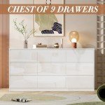 Wooden Tallboy Chest of Drawers with 9 Storage Compartments