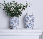 Blue and White Vintage Porcelain Flower Vase