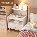 Modern Solid Wood Bedside Table with Sliding Shelves
