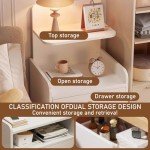 Modern Solid Wood Bedside Table with Sliding Shelves
