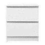 White Bedside Table with 2 Drawers and Storage