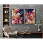 Colorful Abstract Flower Canvas Wall Art Set