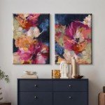 Colorful Abstract Flower Canvas Wall Art Set