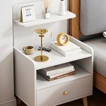 Modern Solid Wood Bedside Table with Sliding Shelves