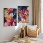 Colorful Abstract Flower Canvas Wall Art Set