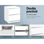 White Bedside Table with 2 Drawers and Storage