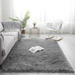 Fluffy Grey Rectangular Area Rug for Any Room