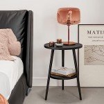 Stylish 2-Tier Round Coffee Table with Metal Frame