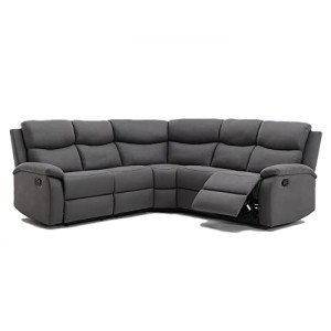 Grey 5-Seater Fabric Recliner Corner Sofa Bed