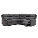 Grey 5-Seater Fabric Recliner Corner Sofa Bed