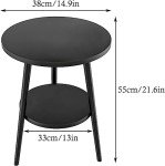 Stylish 2-Tier Round Coffee Table with Metal Frame