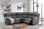 Grey 5-Seater Fabric Recliner Corner Sofa Bed