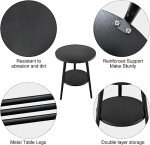 Stylish 2-Tier Round Coffee Table with Metal Frame