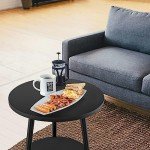 Stylish 2-Tier Round Coffee Table with Metal Frame