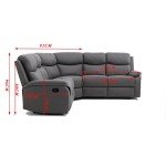 Grey 5-Seater Fabric Recliner Corner Sofa Bed