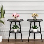 Stylish 2-Tier Round Coffee Table with Metal Frame