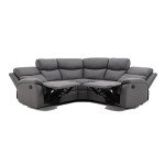 Grey 5-Seater Fabric Recliner Corner Sofa Bed