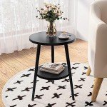 Stylish 2-Tier Round Coffee Table with Metal Frame