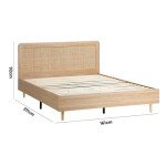 Oikiture Queen Bed Frame with Rattan Headboard
