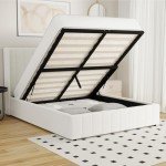 Double Bed Frame with Gas Lift Storage - White
