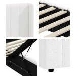 Double Bed Frame with Gas Lift Storage - White